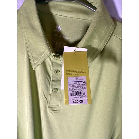 All in Motion Men's Jersey Polo Shirt, Arch Green, Size S, NWT - Picture 4 of 5